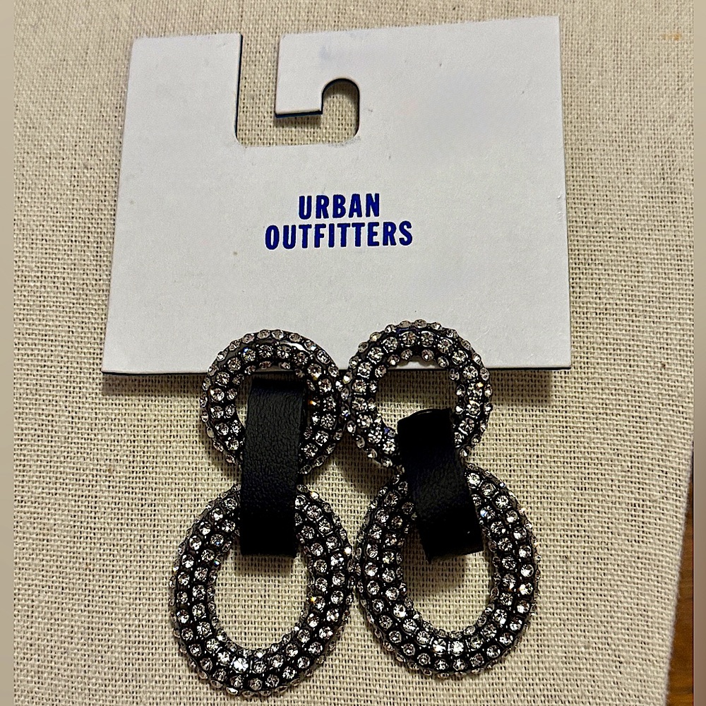 Urban‎ Outfitters Black and Silver Double Hoop Earrings